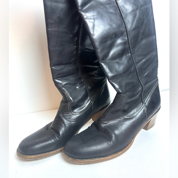 ♦️COACH Black Leather Knee High Boots Sara Boot Made in Italy Size 7.5B - Picture 6 of 11